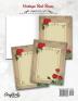 Vintage Red Roses Stationery Paper: Antique Letter Writing Paper for Home Office 25 Sheets (Border Paper Design)