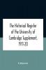 The Historical Register Of The University Of Cambridge Supplement 1911-20