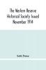 The Western Reserve Historical Society Issued November 1914 Part I Articles Of Incorporation Officers-Membership; Annual Report For 1913-1914 Part Ii Seth Pease'S Journals To And From New Connecticut 1796-1798