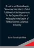 Disunion and Restoration in Tennessee Submitted in Partial Fulfillment of the Requirements for the Degree of Doctor of Philosophy in the Faculty of Political Science Columbia University