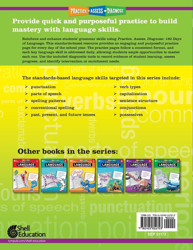 180 Days of Language for Kindergarten: Practice Assess Diagnose (180 Days of Practice)