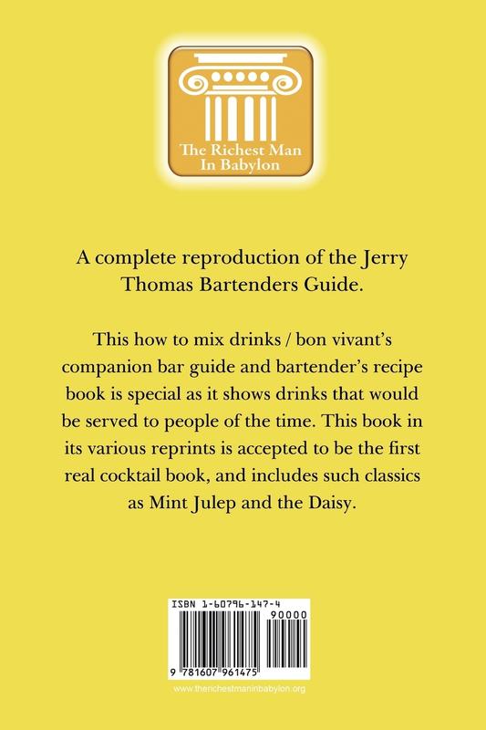 Jerry Thomas Bartenders Guide 1887 Reprint