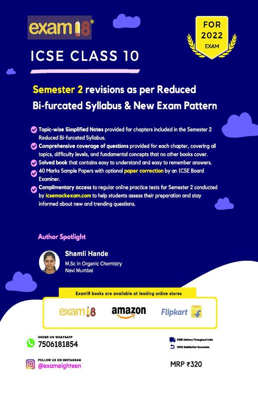 Exam18 ICSE Chemistry Semester 2 Class 10 MCQ & Subjective Revision Book March 2022 Exams